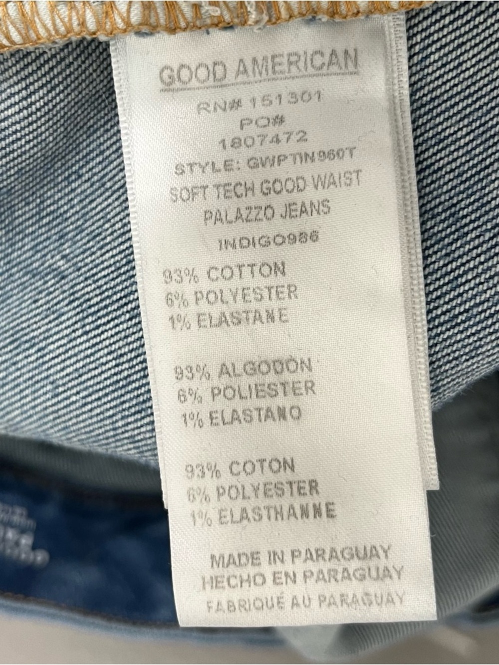 Good American Good Waist Palazzo Jeans Sz 18 Plus Size High-Rise Wide Leg - Picture 5 of 5